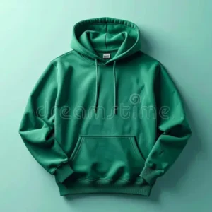 green hoodie flat lay studio shot clean minimalist laid against matching background 413242476